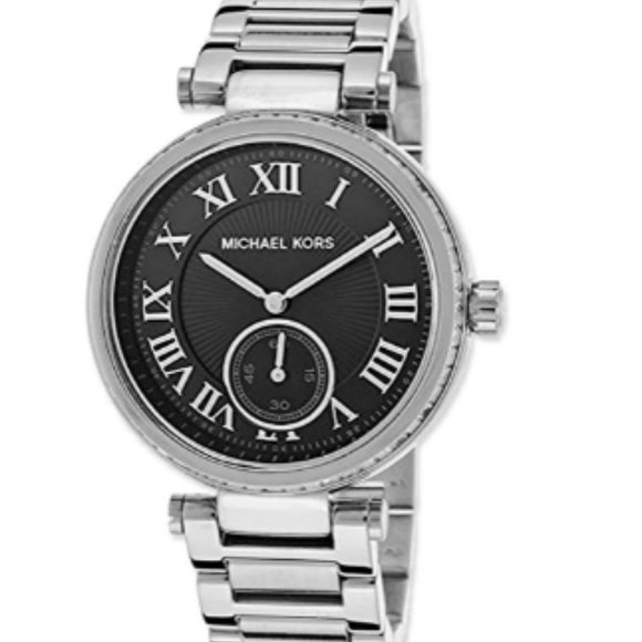 Michael Kors Skylar Black Dial Stainless Steel Quartz Watch - Picture 1 of 10